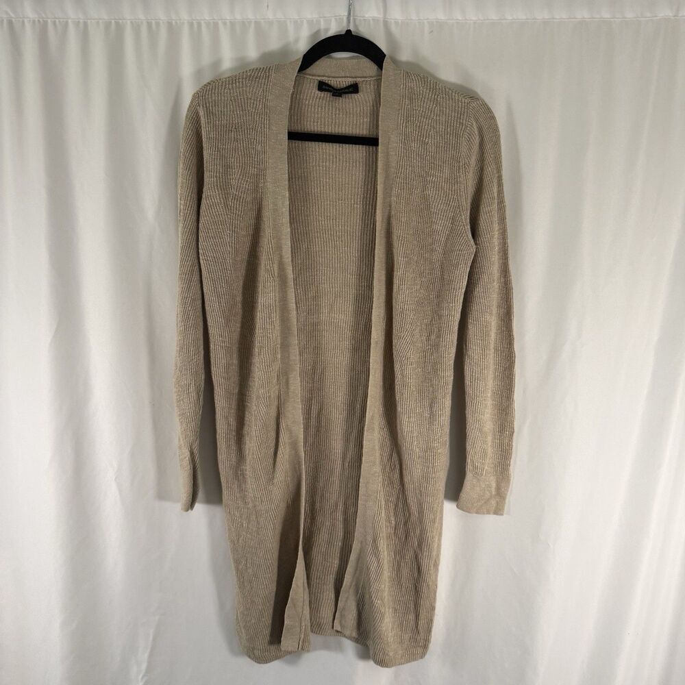 Banana Republic Linen Blend Cardigan Women's Small Tan Brown Open Front Knit